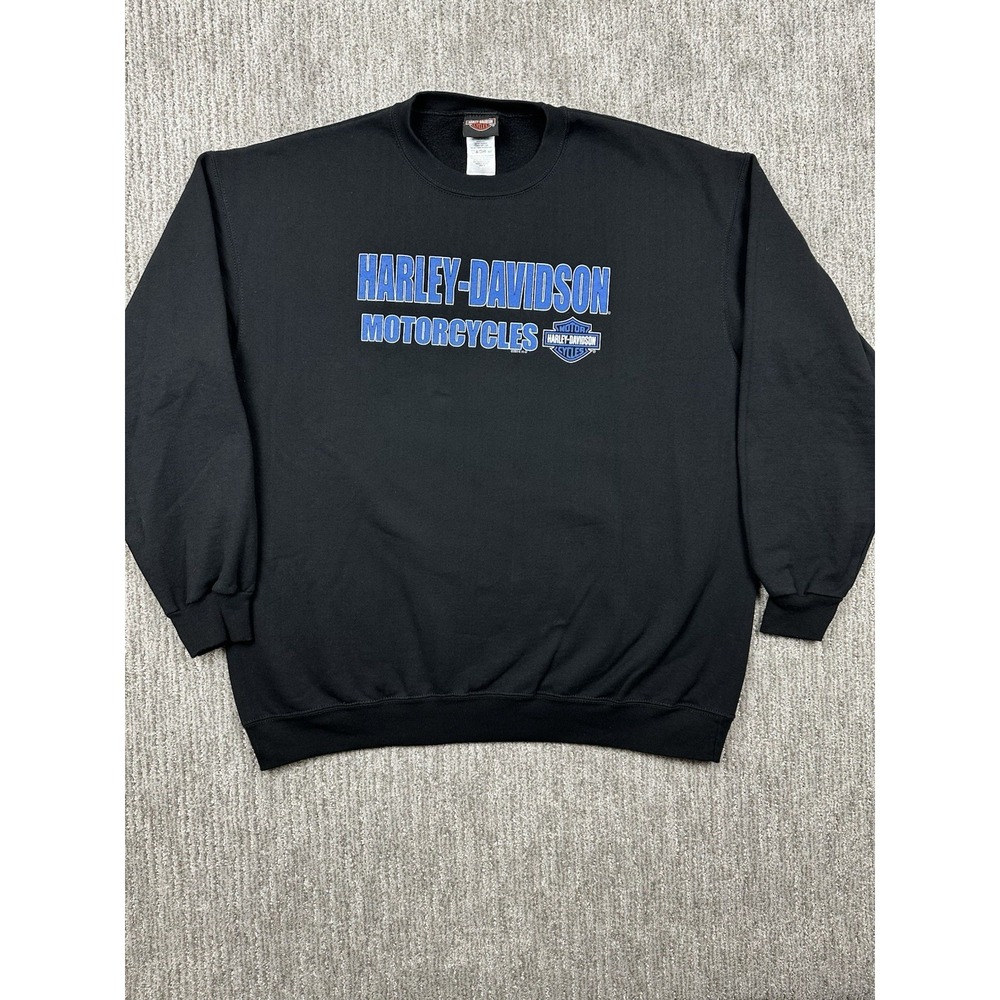 Harley-Davidson Men's XL Black Pullover Crewneck Logo Sweatshirt Viking Land